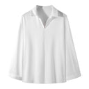Chic Long Sleeve Blouse with Modern Collar and Flowing Design