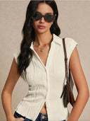 Chic Women's Foldable Blouse Top