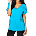 Chic V-Neck T-Shirt with Rolled Sleeves for Women