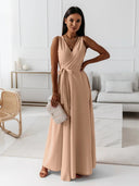 Chic Maxi Dress with Flowing Skirt and Stylish Wrap