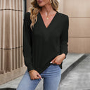 Chic Women's Long Sleeve V-Neck Blouse