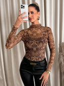 Leopard Print Women’s Fitted Long Sleeve Shirt