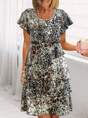 Women's Flowing Wrap Dress with Unique Layering Design