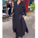 Chic Long Blouse Dress with Side Pockets