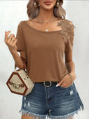 Floral Embroidered Women's T-Shirt Design