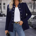Chic Short-Sleeve Blazer with Decorative Buttons