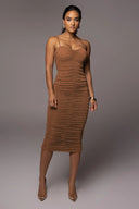 Women's Shimmery Ruching Midi Dress for Stunning Style