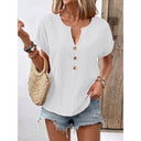 Chic Women's Button Placket Blouse with Round Neck