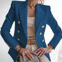 Chic Women's Blazer Jacket with Gold Button Accents