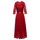 Maxi Dress with Lace Sleeves in Chiffon Style