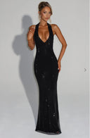 Stunning Evening Dress with Deep V-Neck & Back Cutout