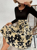 Floral Midi Dress with Smocked Bodice