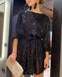 Chic Lurex Cocktail Dress with Adjustable Waist