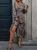 Stylish Women's Animal Print Maxi Dress