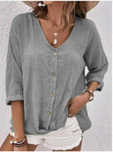Viscose Blouse with Button Placket for Women