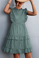 Women's Flowing Summer Dress with Ruffled Hems and Feminine Shape
