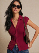 Chic Women's Foldable Blouse Top
