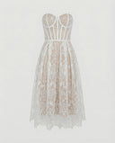 Lace Midi Dress with Corset Detail