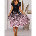 Floral V-Neck A-Line Dress for Women