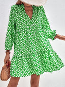 Boho-Style Summer Dress with Flowing Design and Ruffle Accents