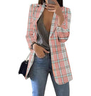 Chic Women's Checked Blazer with Contemporary Design