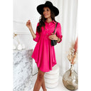 Chic Women's Shirt Dress with Asymmetrical Hem and Belt