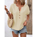 Chic Women's Button Placket Blouse with Round Neck