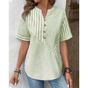 Striped Button-Up Blouse for Women