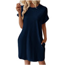 Chic Women's T-Shirt Dress with Convenient Pockets