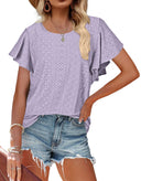 Chic Ruffle and Lace Short-Sleeve Blouse for Women