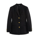 Chic Checked Blazer Jacket with Gold Buttons
