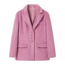 Chic Faux Fur Blazer Jacket with Decorative Buttons