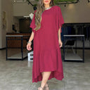 Chic Women's Linen Dress with Statement Sleeves