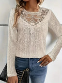 Ladies' Blouse with Lace Inserts & Eyelet Design