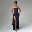 Strapless Women's Maxi Dress with Chic Slit