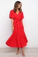Women’s Maxi Dress: Deep V-Neck & Flowing Sleeves