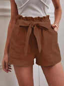 Chic Linen Tie Belt Pants for Women