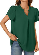 Chic V-Neck Blouse with Puff Sleeves