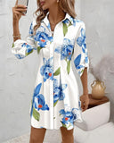 Floral Accent Women's Shirt Dress for Effortless Style