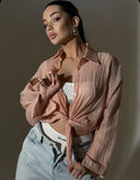 Chic Oversized Women's Blouse with Button Accents
