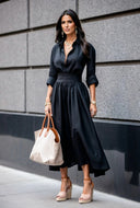 Chic Asymmetric Hem Women's Shirt Dress