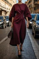 Chic Maxi Dress with Puff Sleeves and Fitted Belt