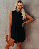 Chic Ruffle High Collar Dress for Women
