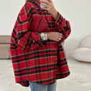 Women's Oversized Checked Shirt Blouse