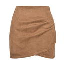Chic High-Waist Wrap Skirt in Velvety Microfiber