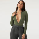 Chic Women's Long Sleeve Zipper Bodysuit