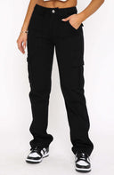 Women's Relaxed Fit Cargo Pants with High Pockets