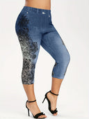 Floral Print Women's Leggings with Elastic Waist
