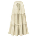 Long Flared Skirt with Ruffles and Stretch Waist