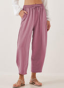 Stylish Women's Leisure Pants with Elastic Waist and Side Pockets